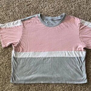 Colorblock Pink and Gray T-Shirt